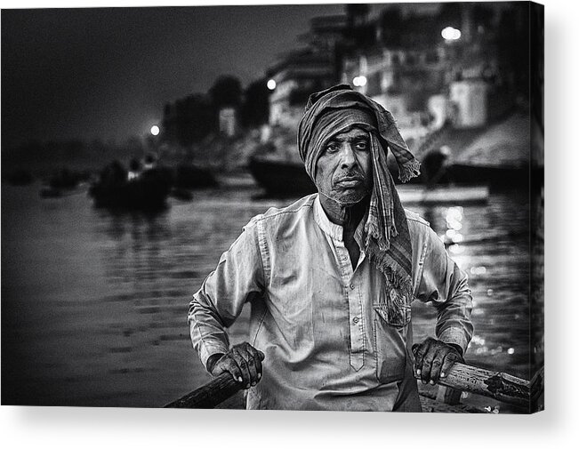 India Acrylic Print featuring the photograph Nights On The Ganges by Piet Flour