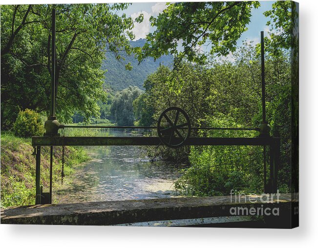 Ninfa Acrylic Print featuring the photograph Ninfa Waterway, Rome Italy by Perry Rodriguez