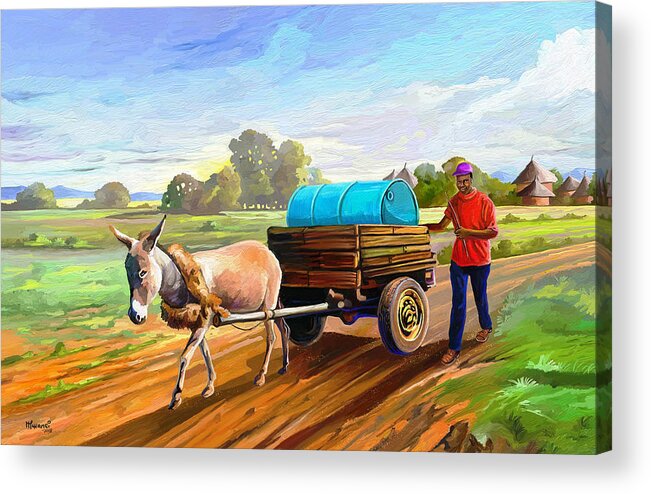 Donkey Acrylic Print featuring the painting Njuguna Wa Ndigiri by Anthony Mwangi