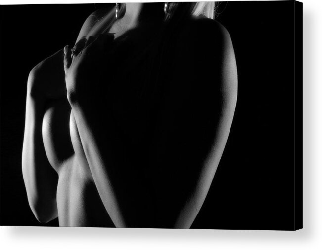 Nude Acrylic Print featuring the photograph No Peaking by Dean Farrell