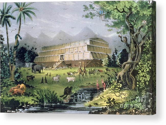 Noahs Ark Acrylic Print featuring the painting Noahs Ark by Currier and Ives