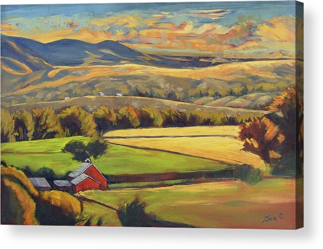 Painting Of Fields Acrylic Print featuring the painting North Fork Panorama by Gina Grundemann