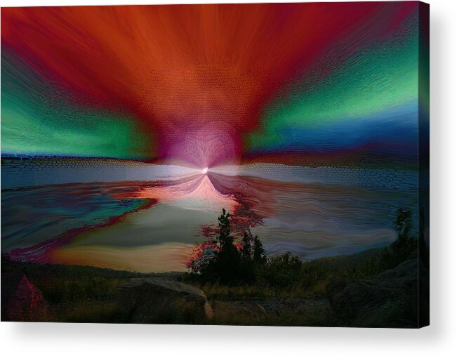 Digital Painting Acrylic Print featuring the photograph Northern Lights by Linda Sannuti