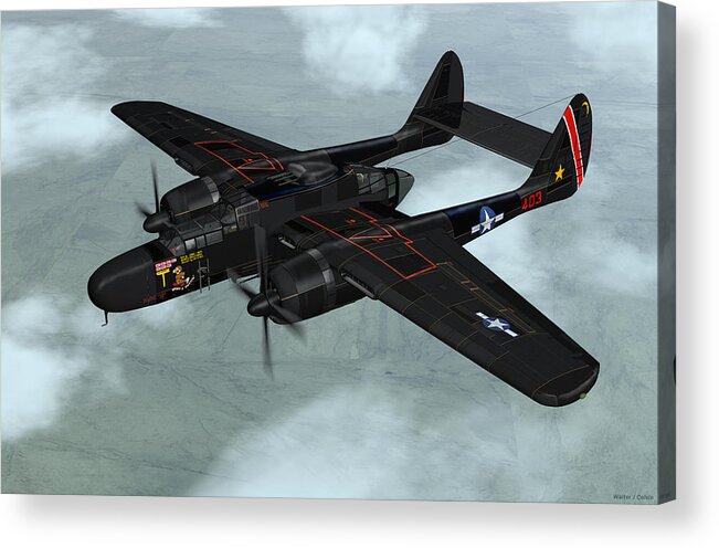 Northrop P-61 Black Widow Acrylic Print featuring the digital art Northrop P-61 Black Widow by Walter Colvin