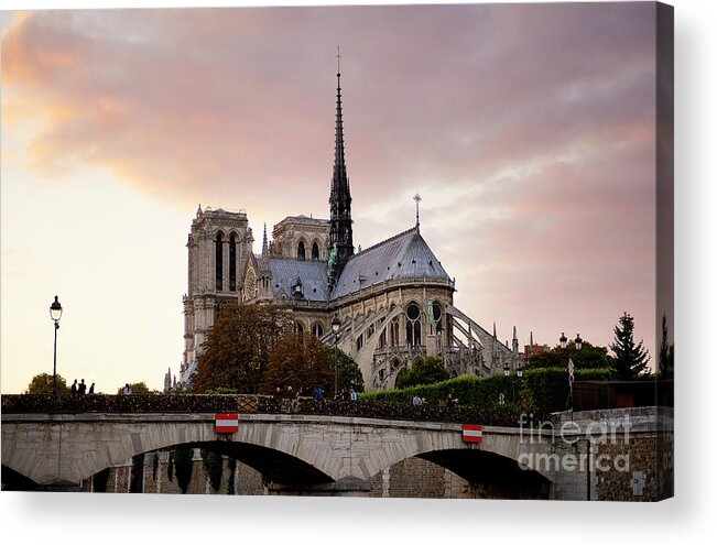 Notredame Cathedral Acrylic Print featuring the photograph Notre Dame Cathedral sunset by Ivy Ho
