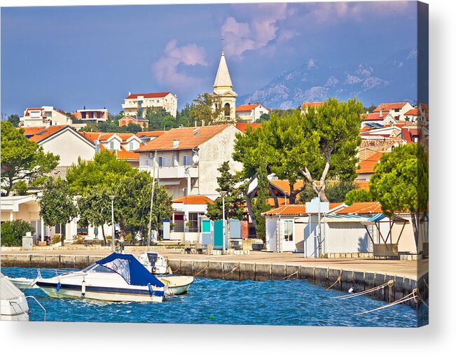 Croatia Acrylic Print featuring the photograph Novalja on Pag island waterfront view by Brch Photography