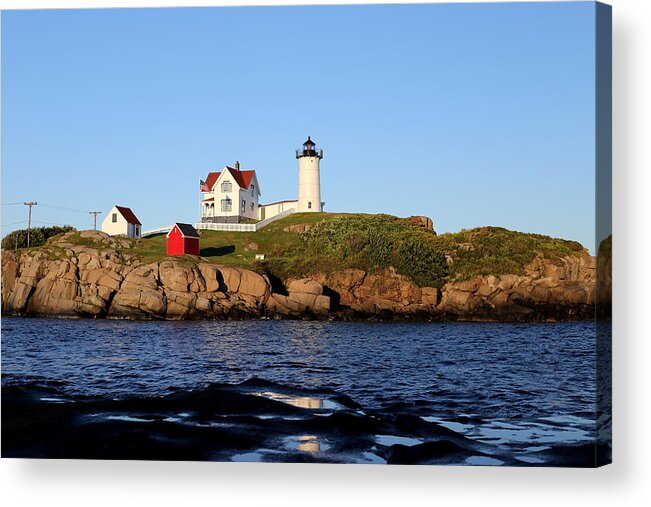 Lighthouse Acrylic Print featuring the painting Nubble Light by Imagery-at- Work