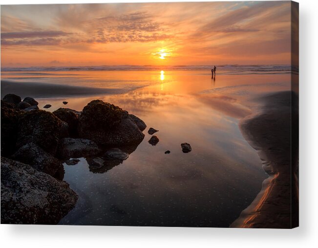 Oregon Coast Sunset Acrylic Print featuring the photograph Nye Beach 0032 by Kristina Rinell