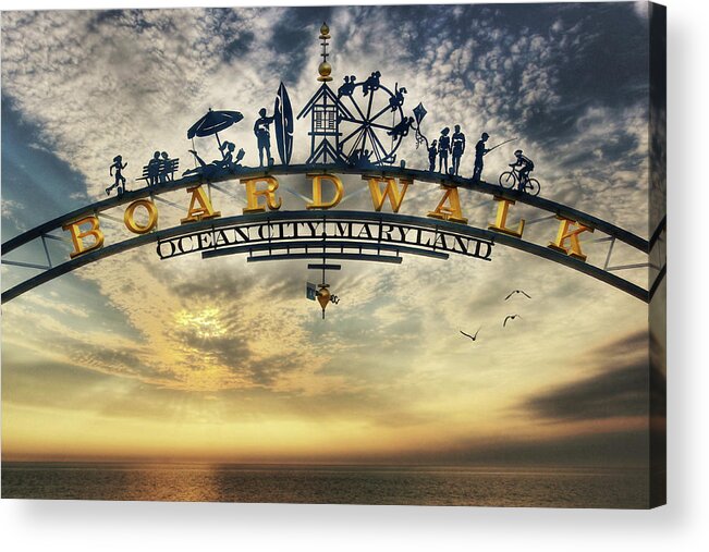 Boardwalk Acrylic Print featuring the photograph Ocean City Boardwalk by Lori Deiter