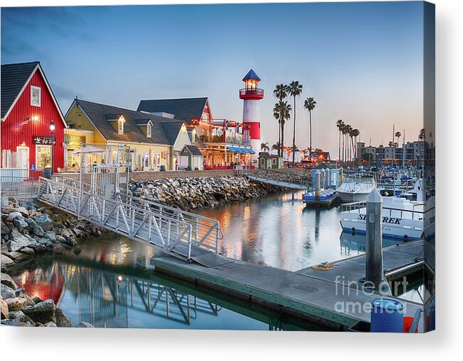 California Acrylic Print featuring the photograph Oceanside Harbor Village at Dusk by David Levin