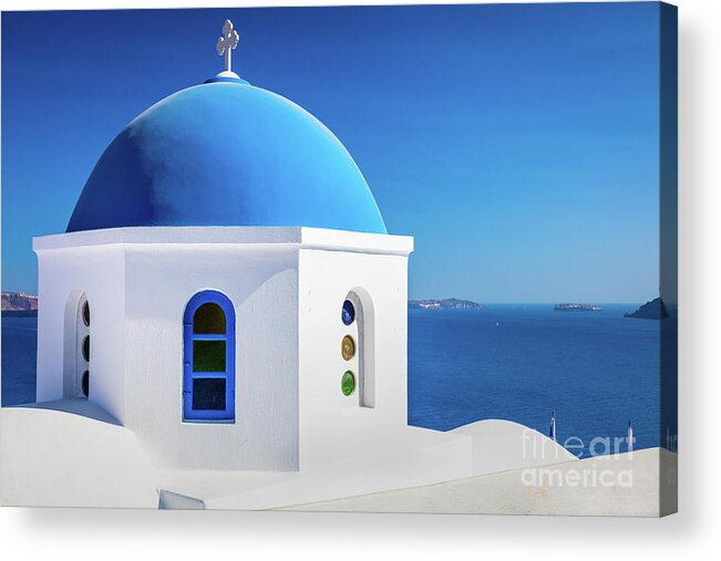 Aegean Sea Acrylic Print featuring the photograph Oia Chapel by Inge Johnsson