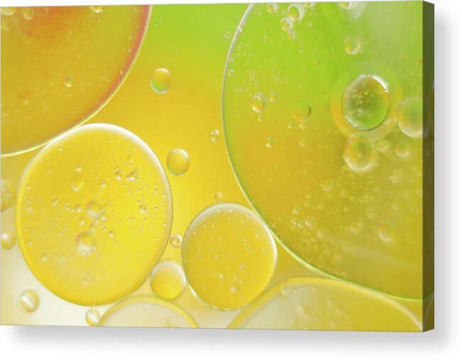 Water Acrylic Print featuring the photograph Oil and water bubbles by Andy Myatt
