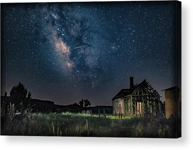 Kenton Acrylic Print featuring the photograph Oklahoma Milky Way Over Old School House with Ghost Teacher by Bert Peake