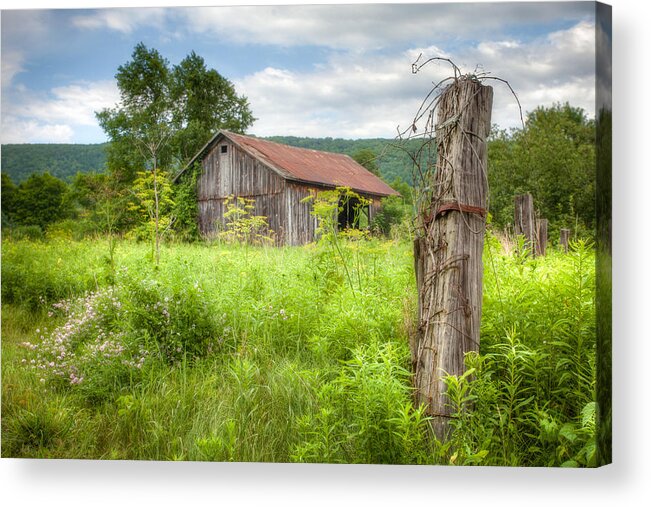 Barns Acrylic Print featuring the photograph Old barn near Stryker Rd. Rustic Landscape by Gary Heller