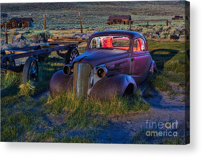 Bodie Acrylic Print featuring the photograph Old Bodie Car By Moonlight by Mimi Ditchie
