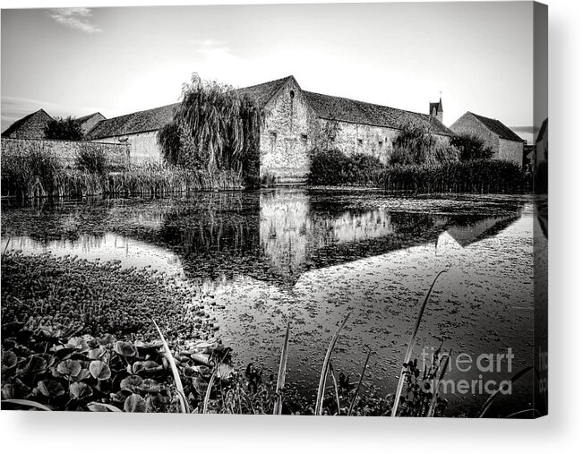 France Acrylic Print featuring the photograph Old Farm and Pond in France by Olivier Le Queinec