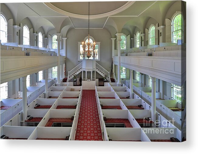 Vermont Acrylic Print featuring the photograph Old First Church Box Pews by Phil Spitze