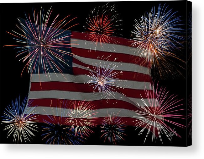 Fireworks Acrylic Print featuring the photograph Old Glory by Norman Peay