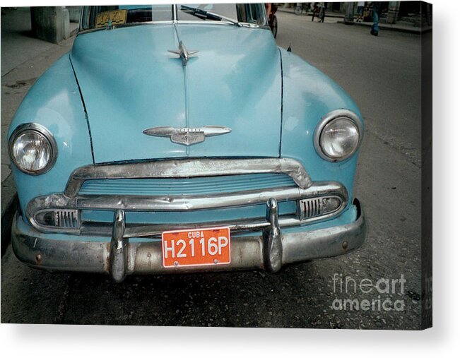 Taxi Acrylic Print featuring the photograph Old Havana Taxi by Quin Sweetman