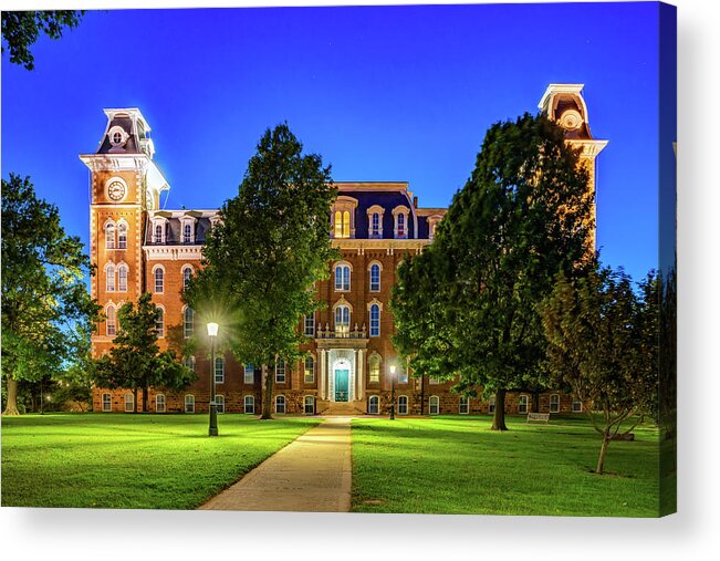 Fayetteville Acrylic Print featuring the photograph An Evening Stroll To Old Main - Fayetteville Arkansas by Gregory Ballos