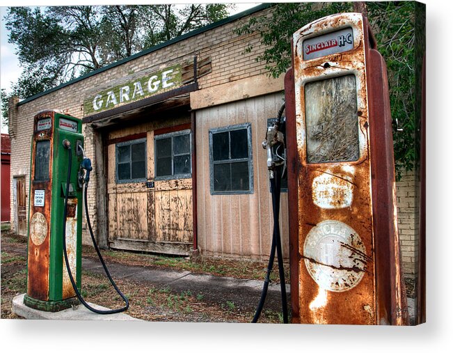 No People Acrylic Print featuring the photograph Old Service Station by Brett Pelletier