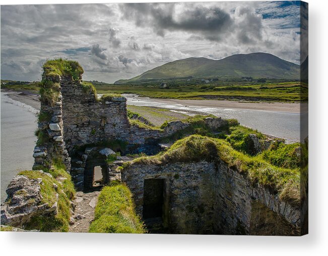 Castle Acrylic Print featuring the photograph Old Stone Fortress at the Coast of Ireland by Andreas Berthold