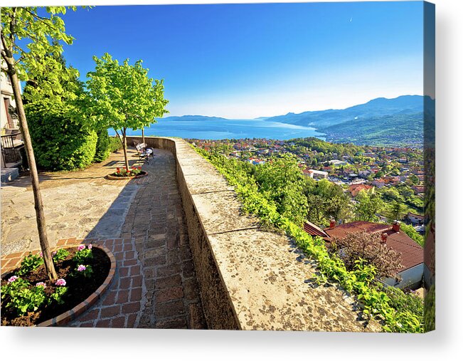 Kastav Acrylic Print featuring the photograph Old town Kastav and Kvarner bay view by Brch Photography