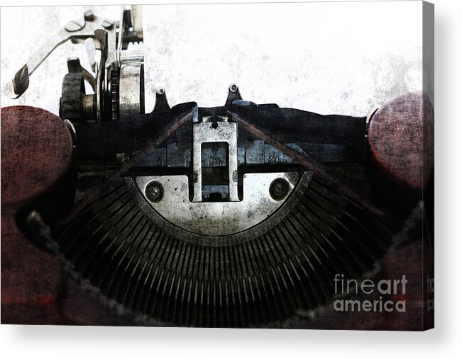 Typewriter Acrylic Print featuring the photograph Old typewriter machine in grunge style by Michal Boubin