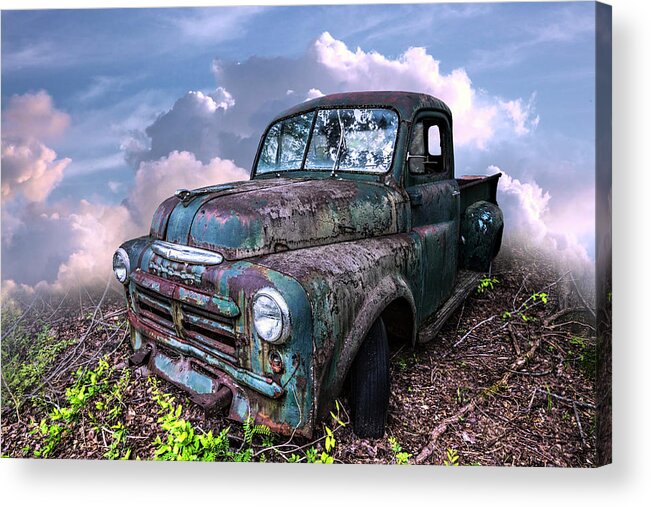 1940s Acrylic Print featuring the photograph Old Vintage Dodge Truck in Soft Summer Sunset Tones by Debra and Dave Vanderlaan