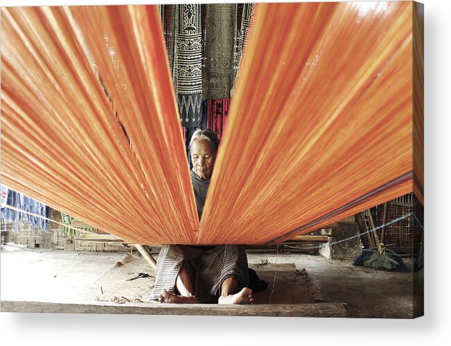 Documentary Acrylic Print featuring the photograph Old Weaver by Syahrul Soleman