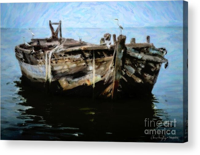 Nautical Acrylic Print featuring the painting Old Wooden Fishing Boat by Chris Armytage