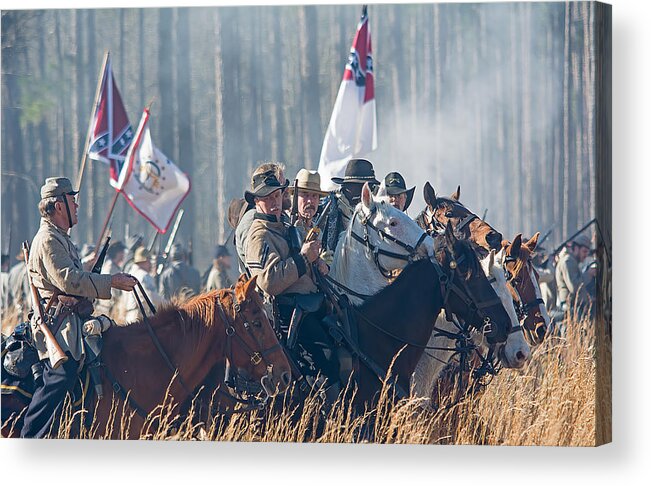 Reenactment Acrylic Print featuring the photograph Olustee Confederate Charge by Kenneth Albin