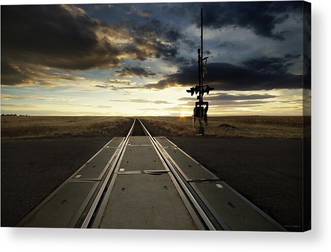 Train Acrylic Print featuring the photograph On The Rail by Brian Gustafson