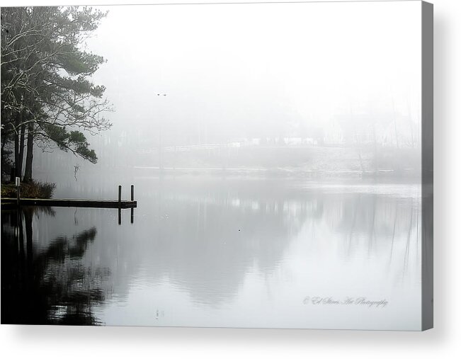 Lake Acrylic Print featuring the digital art One Early Morning at the lake by Ed Stines