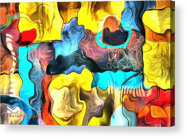 Barbara Snyder Acrylic Print featuring the painting One Up Abstract Panel by Barbara Snyder