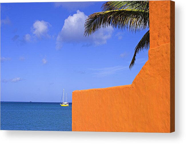 Orange Acrylic Print featuring the photograph Orange Wall-St Lucia by Chester Williams