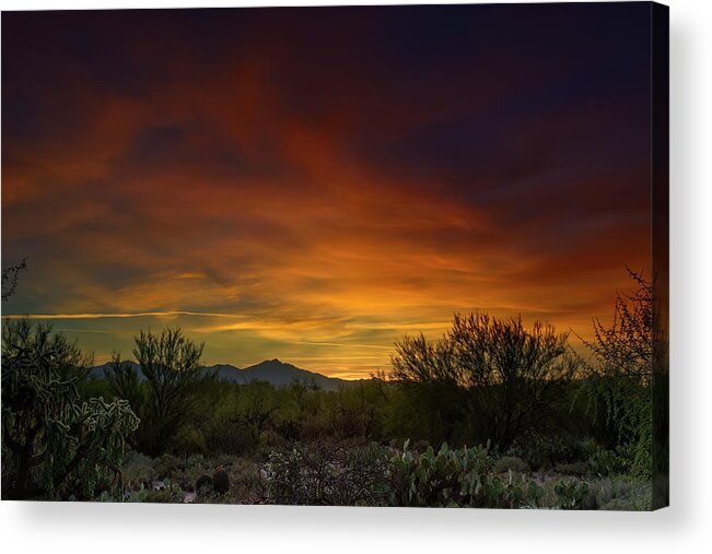 Arizona Acrylic Print featuring the photograph Oro Valley Sunset h02 by Mark Myhaver