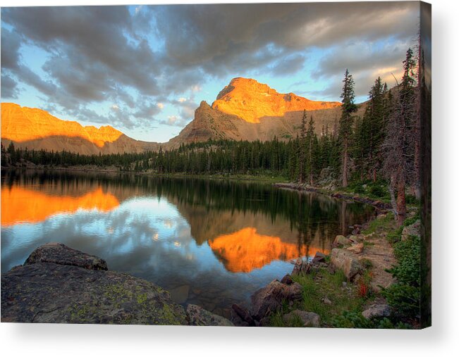 Landscape Acrylic Print featuring the photograph Ostler Lake and Peak by Brett Pelletier
