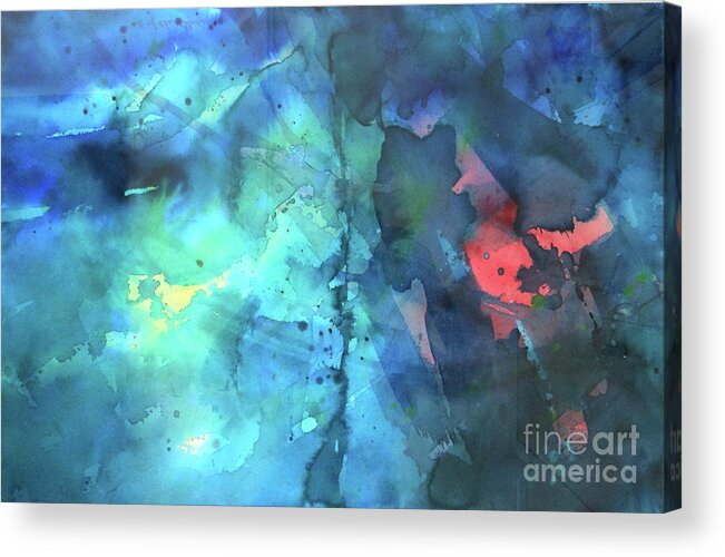 Abstract Acrylic Print featuring the painting Out of the Blue by Lucy Arnold