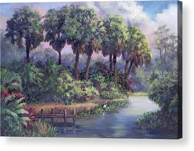 Scenic Acrylic Print featuring the painting Out on the Dock by Laurie Snow Hein