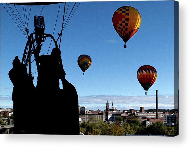 Bates Mill Acrylic Print featuring the photograph Over Auburn and Lewiston Hot Air Balloons by Bob Orsillo