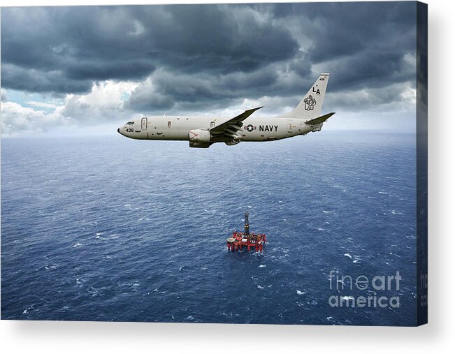 P-8 Poseidon Acrylic Print featuring the digital art P-8 Poseidon God Of The Seas by Airpower Art