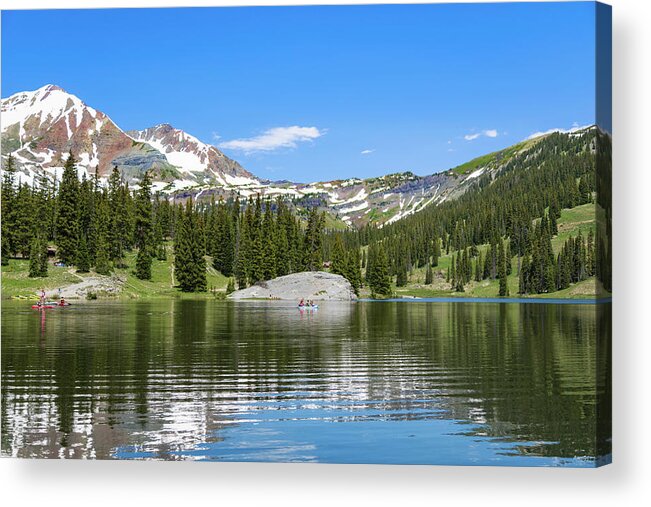 Lake Irwin Acrylic Print featuring the photograph Paddle Boarding On Lake Irwin by Lorraine Baum