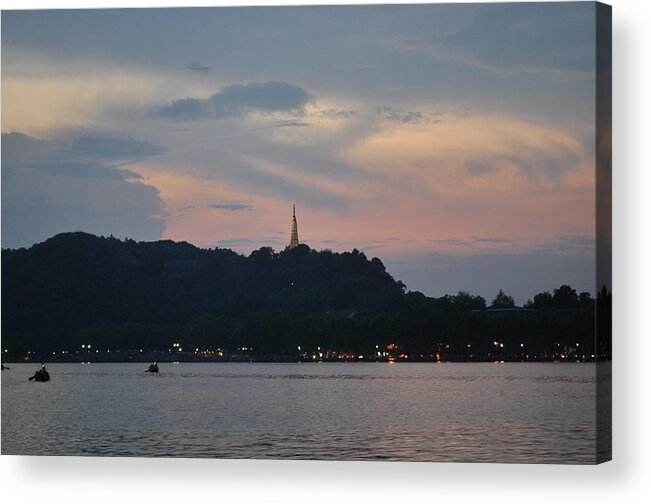 China Acrylic Print featuring the photograph Pagoda in the Sunset by Jason Chu