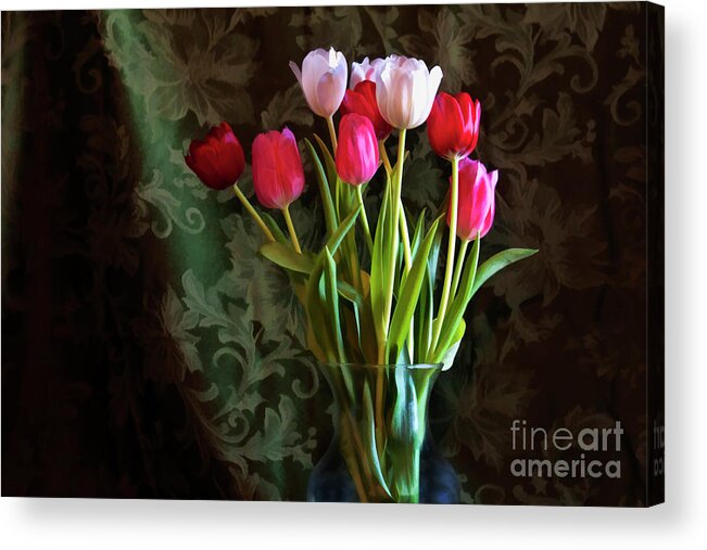 Tulips Acrylic Print featuring the photograph Painted Tulips by Joan Bertucci