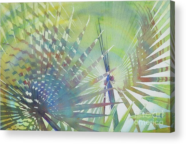 Nancy Charbeneau Acrylic Print featuring the painting Palm Patterns by Nancy Charbeneau