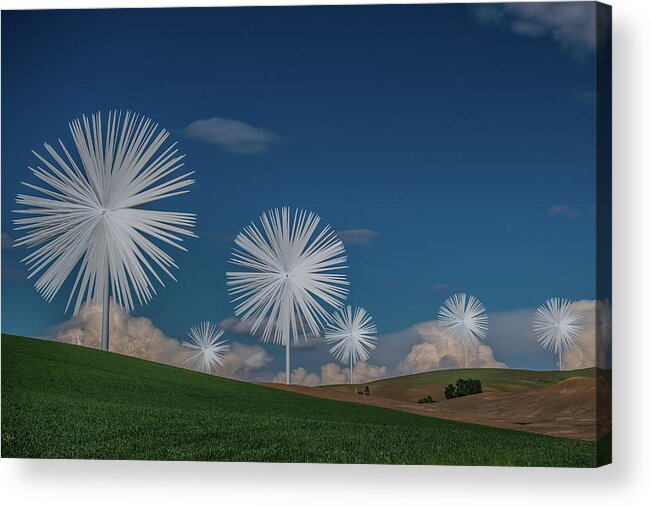 Palouse Washington Acrylic Print featuring the photograph Palouse Wind Turbines by Paul Freidlund