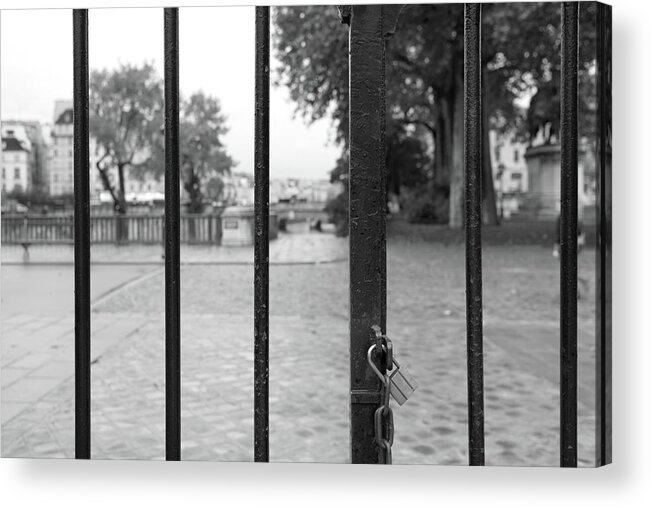 Paris Acrylic Print featuring the photograph Paris Behind Bars by Jean Gill