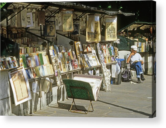 Paris Acrylic Print featuring the photograph Paris Bookseller Stall by Frank DiMarco