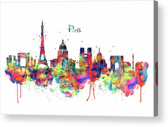 Marian Voicu Acrylic Print featuring the painting Paris Skyline 2 by Marian Voicu